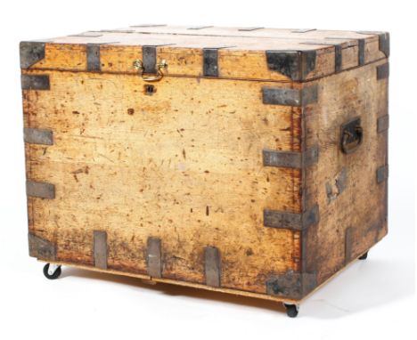 A Victorian oak and metal mounted silver trunk, with vacant interior, 69cm high x 86cm wide x 63cm deep