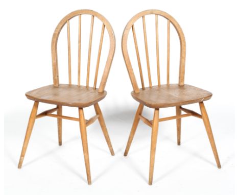 A pair of Ercol blonde elm and beech kitchen chairs, 87 cm high (2)