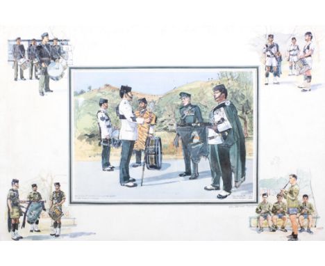 Ken Howard (RA, b 1932), A limited edition print of '6th Queen Elizabeth's Own Gurkha Rifles, Pipes, Drums &amp; Bugles', pri