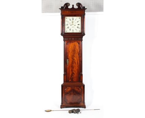 A mahogany longcase clock, 19th century, the 13" painted dial inscribed Houghton Chorley, with subsidiary seconds and date di