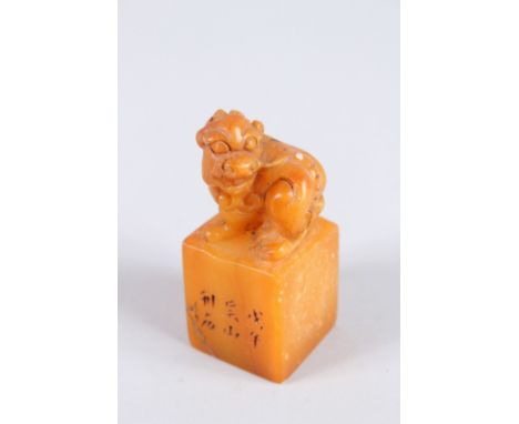 A CHINESE SOAPSTONE SEAL.
