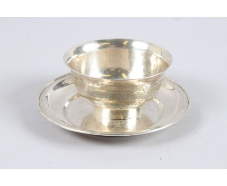 A CHINESE SILVER BOWL AND STAND.