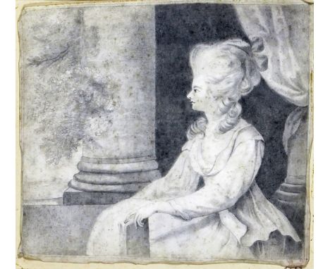 Lady Diana Beauclerk (1734-1808) Portrait of Georgiana, Duchess of Devonshire Signed with initials on backing paper Plumbago 