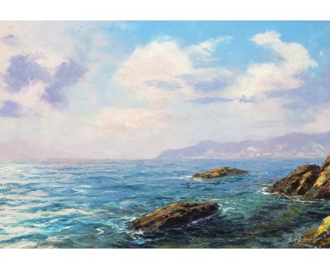 ‡ Samuel John Lamorna Birch R.A. (1869-1955) Towards the cliffs of Tregiffian, Lamorna Signed Oil on canvas 51 x 71cm ++Unlin