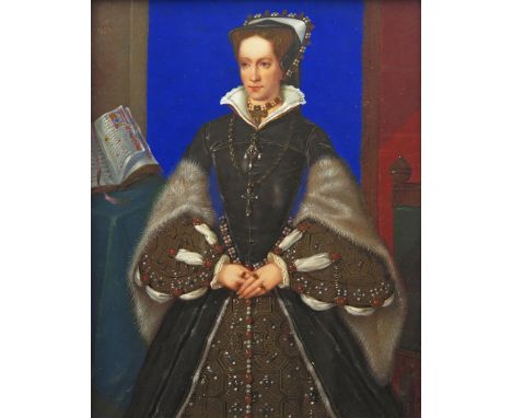 George Perfect Harding (1779-1843) Portrait of Queen Mary I, three quarter length, standing Inscribed and possibly signed wit