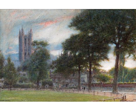 Albert Goodwin R.W.S. (1845-1932) Canterbury Signed, titled and dated 1914 Watercolour 25 x 36.5cm ++One light fox mark in sk