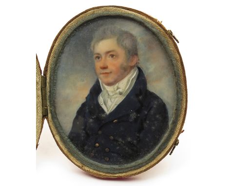 ë Attributed to Richard Collins (1755-1831) Portrait miniature of a gentleman, thought to be J. Whatman, half-length, wearing