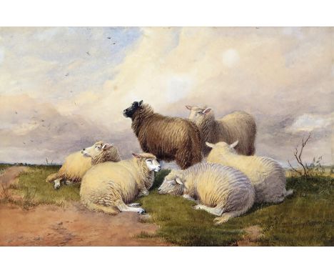 Thomas Sidney Cooper R.A. (1803-1902) Sheep resting by a track Signed and dated 1879 Watercolour 20.5 x 31cm; 8 x 12¼in ++Som
