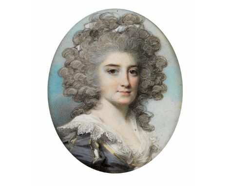 ë George Engleheart (1750-1829) Portrait miniature of Elizabeth Gaussen, née Bosanquet Oval, in a gilt metal frame within a d