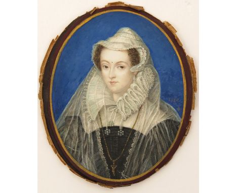 George Perfect Harding (1779-1843) Portrait miniature of Mary Queen of Scots Inscribed, possibly with a monogram, also inscri