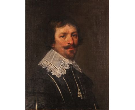 Circle of Jan Anthonisz Ravesteyn Portrait of a gentleman with a lace collar Oil on canvs 58 x 44.5cm; 23 x 17½in ++Old linin