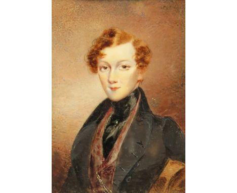 ë Mary A. Millington Mannin (c.1800-1864) Portrait of Sir Francis Charles Edward Denys-Burton as a young man, half length in 