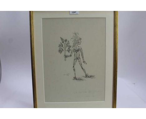 *Cecil Collins (1908-1989) roneo print - Clown, with dedication "With love from Elizabeth and Cecil (Collins) Christmas 1970"