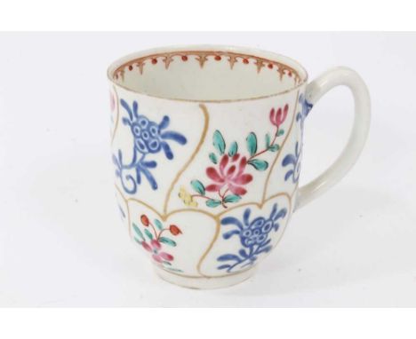 Worcester coffee cup, circa 1770, painted with a variant of the Queen's pattern, 6.25cm highCondition report: Good condition.