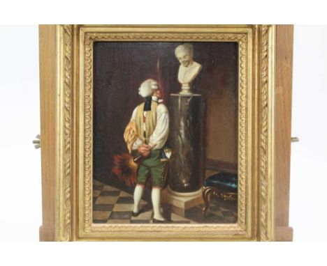 J Muller (19th century) oil on copper panel - The Connoisseur, signed, in gilt frame, 20cm x 16cmCondition report: Inspected 