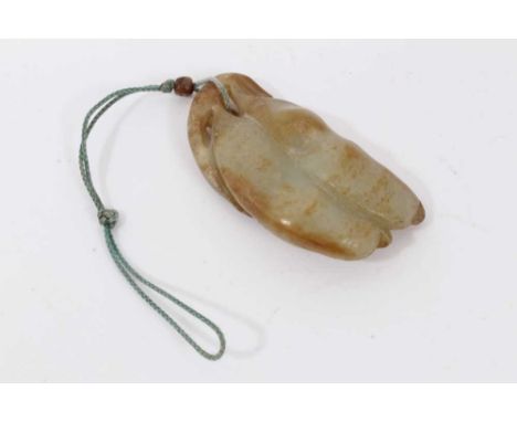 Chinese mutton jade carving in the form of pods, 6.5cm longCondition report: Some light scratching or surface wear and possib
