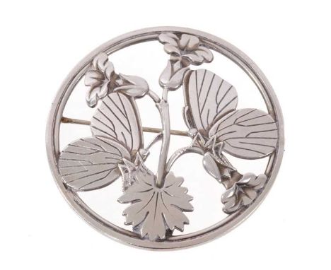 Georg Jensen silver 'moonlight butterfly' brooch, designed by Arno Malinowski, the large circular openwork plaque depicting t