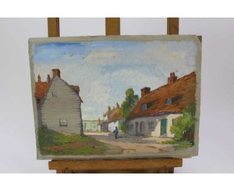 Lewis Taylor Gibb (1873-1945) three watercolour sketches, landscapes and a still life, 28cm x 38cm, four further charcoal ske