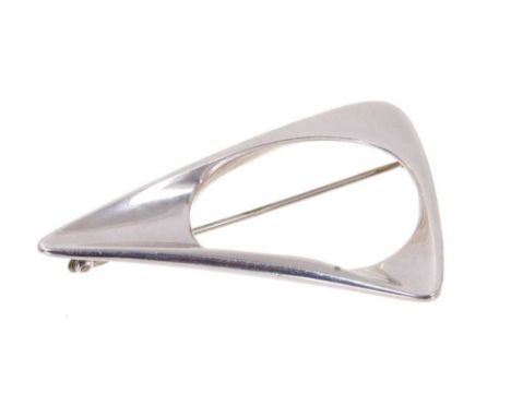 Georg Jensen silver triangular brooch designed by Henning Koppel, model/pattern number 375, signed with maker's stamp, 925S, 