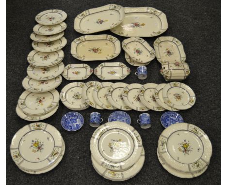 A Copeland Spode dinner service, comprising, dinner plates, dessert plates, graduated meat plates, tureens, each printed and 