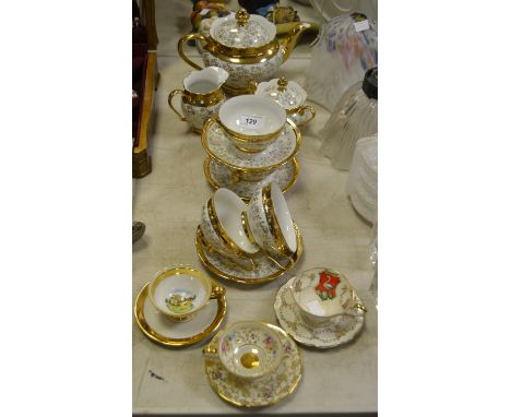 A Bavarian part tea service; an Austrian cabinet cup and saucer, others