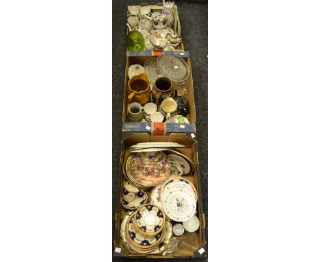Household Goods - teawares; Collectors Plates; stoneware; glassware; etc ( 3 boxes)