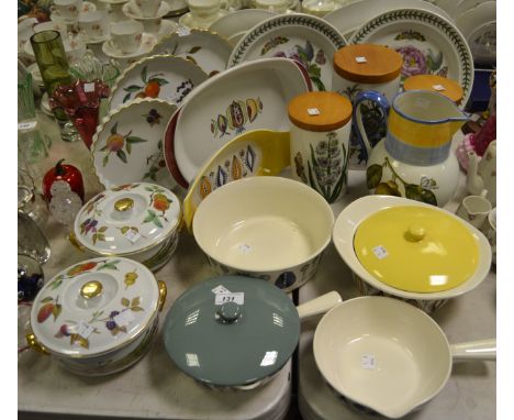 Ceramics - Portmeirion Botanic Garden storage jars; plates; Worcester Evesham pattern flan dishes, tureens and cover ;Norwegi