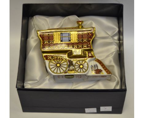 A Royal Crown Derby paperweight, The Ledge Wagon, the first in the series commissioned by Govier's of Sidmouth, 15cm wide, pr