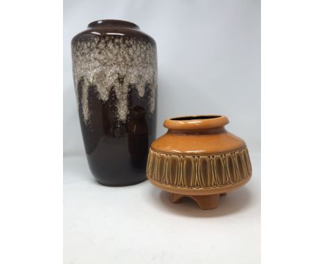 A large West German ceramic vase and a Beit Hayotser Israel ceramic vase.