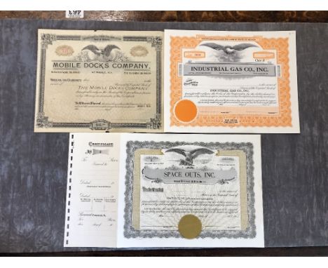 A large collection of unused cancelled share certificates and other business documents totalling approximately 56 consisting 