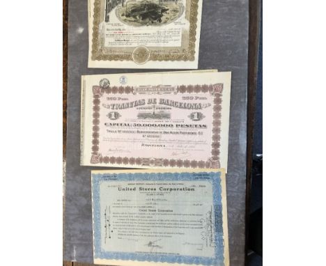 A  collection of various mining and industrial share certificates and other business documents dating from 1896 to 1983 total