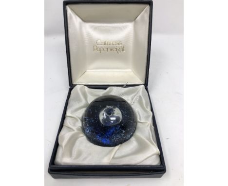 A boxed limited edition Caithness glass paperweight depicting space, 476/500.