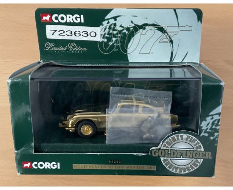 James Bond Limited Edition Gold Plated Aston Martin DB5. Scale 1:43. From The Film Goldfinger. Metal and Plastic. Housed in O