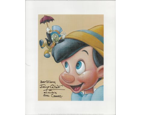 Jiminy Cricket in Pinocchio Voice Over Eddie Carroll Signed 14 x 11 inch Colour Print. Superb Print and Genuine Autograph. Go