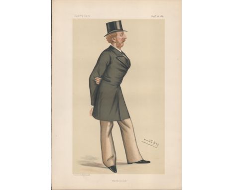Vanity Fair print titled Marlborough. Subject Rt Hon Lord CW Brudenell-Bruce. Dated 16, 9, 1882. Approx size 14x11. Good cond