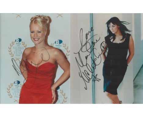 Martine McCutcheon and Denise van Outen, two signed 10x8 photos. Martine McCutcheon found fame appearing as Tiffany Mitchell 