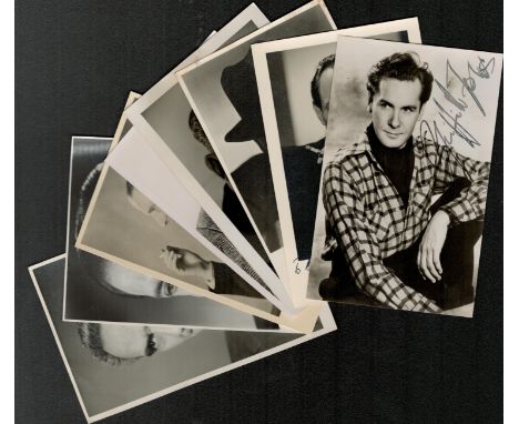 Actors, a collection of 8 signed vintage photos, some dedicated and one signed note. Mostly 5. 5x3. 5 all from the 1940's-50'
