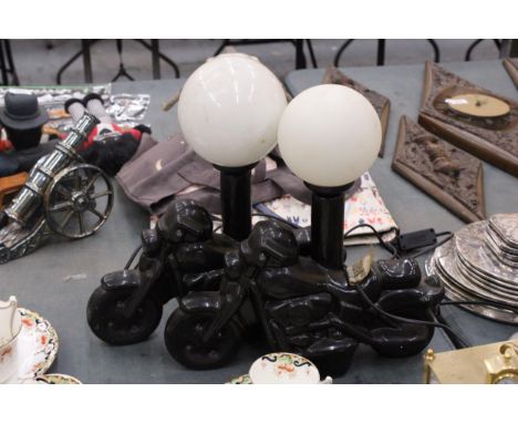 A PAIR OF VINTAGE MOTORCYCLE LAMPS