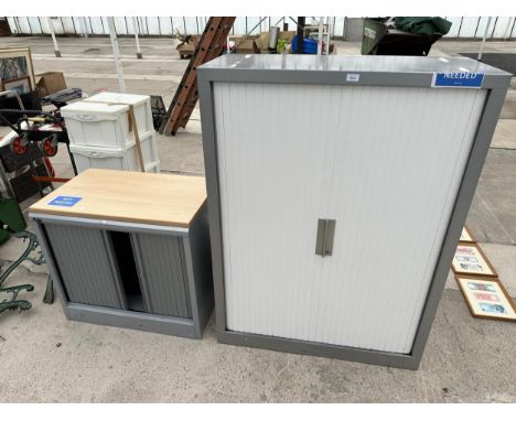 TWO METAL ROLLER FRONT CABINETS TO INCLUDE A SILVERLINE
