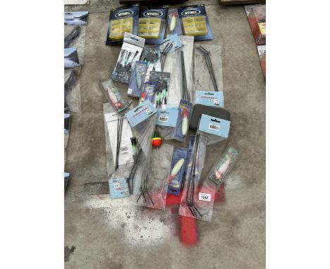 AN ASSORTMENT OF AS NEW AND PACKAGED FISHING TACKLE TO INCLUDE LURES AND MITCHELL SPLIT RINGS ETC