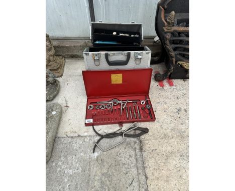 AN ASSORTMENT OF TOOLS TO INCLUDE TAP AND DIE, AND SCREW DRIVERS ETC