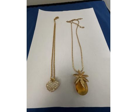 TWO DESIGNER NECKLACES WITH PENDANTS TO INCLUDE A MONET WITH HEART DESIGN PENDANT