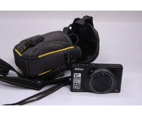 A NIKON, COOLPIX S8000 CAMERA, CHARGER AND BAG