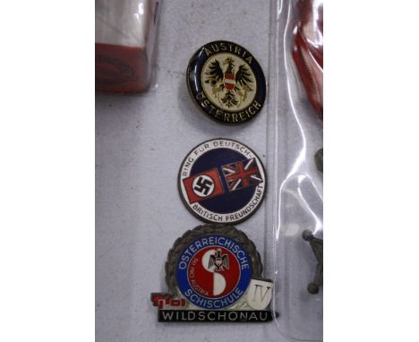 A VINTAGE GERMAN/BRITISH FRIENDSHIP BADGE TOGETHER WITH TWO AUSTRIAN ENAMEL BADGES