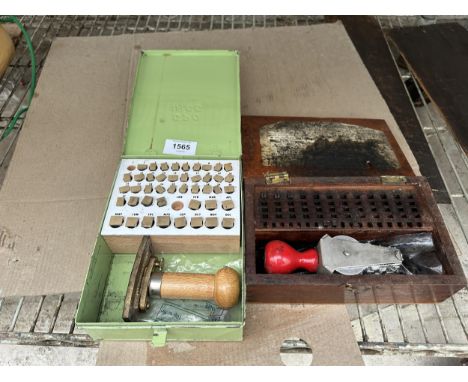 TWO VINTAGE STAMPING MACHINES AND ACCESSORIES