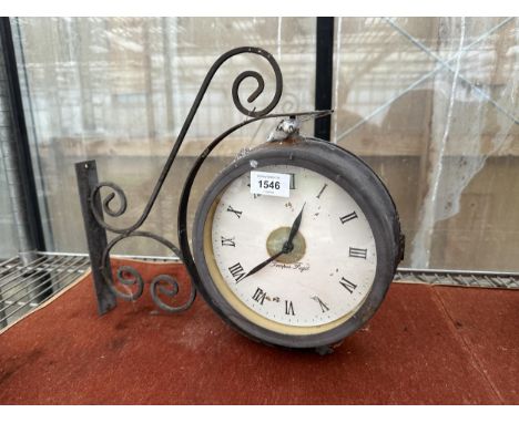A TEMPUS FUGIT VINTAGE STYLE WALL MOUNTED CLOCK WITH BRACKET
