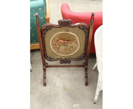 A VICTORIAN ROSEWOOD FIRESCREEN