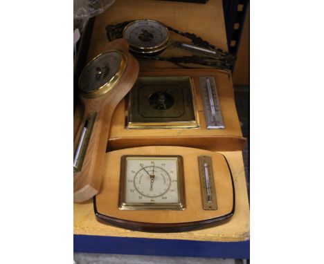 FOUR VINTAGE BAROMETERS