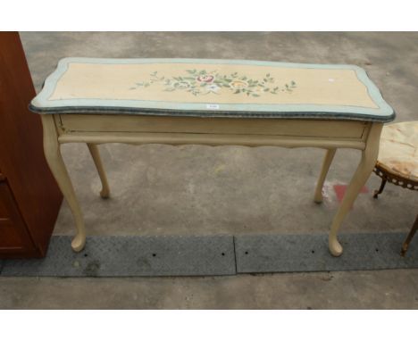 A MODERN FLORAL PAINTED CONSOLE TABLE, 47" WIDE