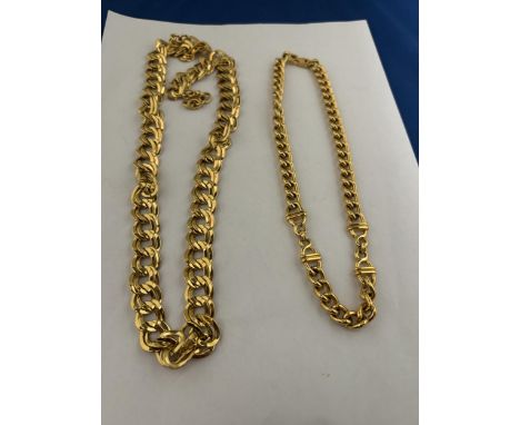 TWO HEAVY GOLD COLOURED CHAINS TO INCLUDE A MONET